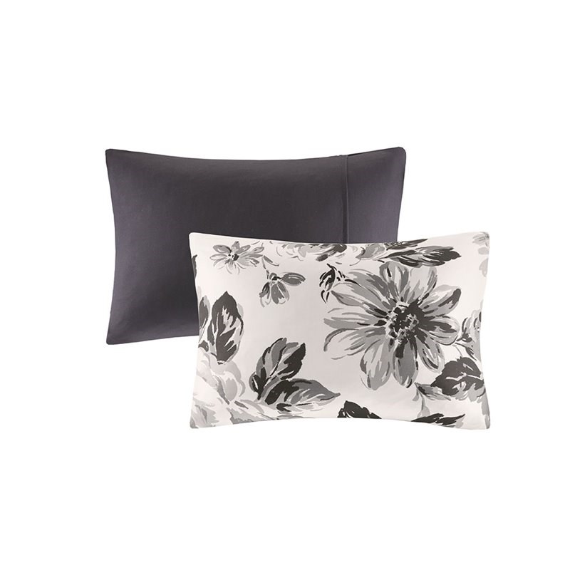 Intelligent Design Polyester Microfiber Dorsey Floral Comforter Set in Black