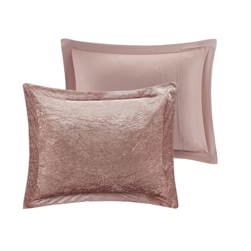 Intelligent Design Felicia Polyester Velvet Comforter Set in Blush Pink