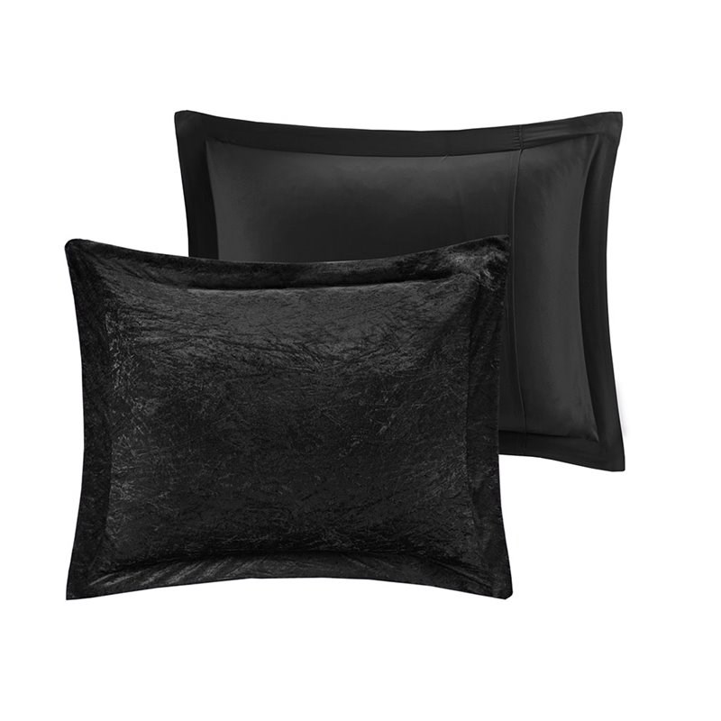 Intelligent Design Felicia Polyester Crushed Comforter Set in Black