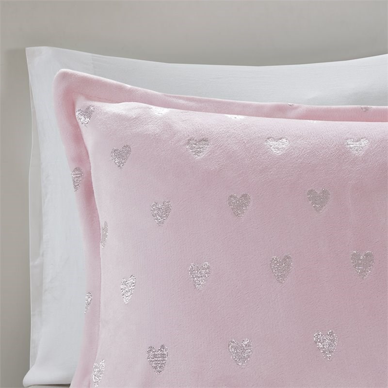 Mi Zone Rosalie Polyester Printed Brushed Comforter Set in Pink Blush