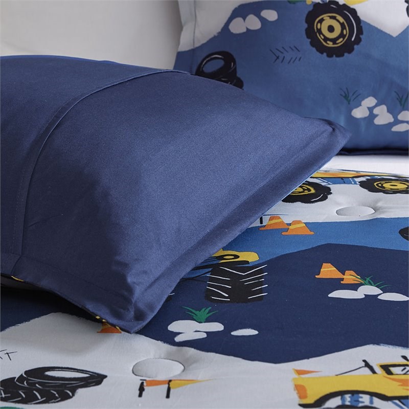 Mi Zone Kids Nash Polyester Brushed Printed Comforter Set in Blue/Gray