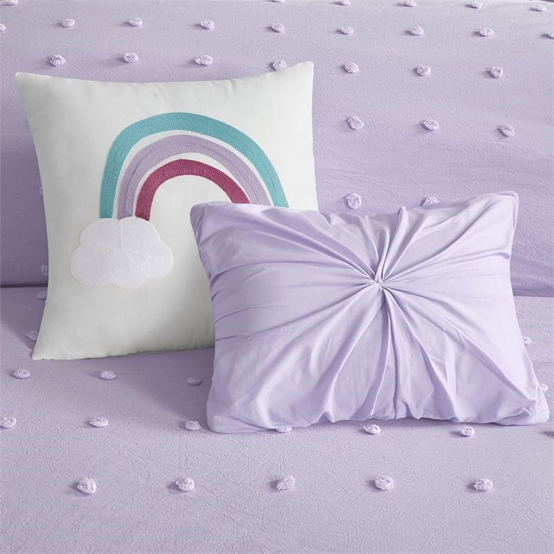 Urban Habitat Kids 5-piece Cotton Jacquard Pom Pom Comforter Set in Purple
