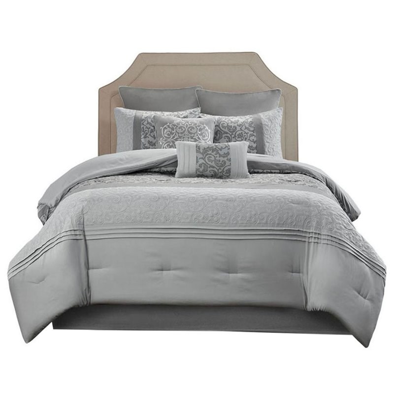 510 Design Ramsey 8-Piece Polyester Embroidered Comforter Set in Gray