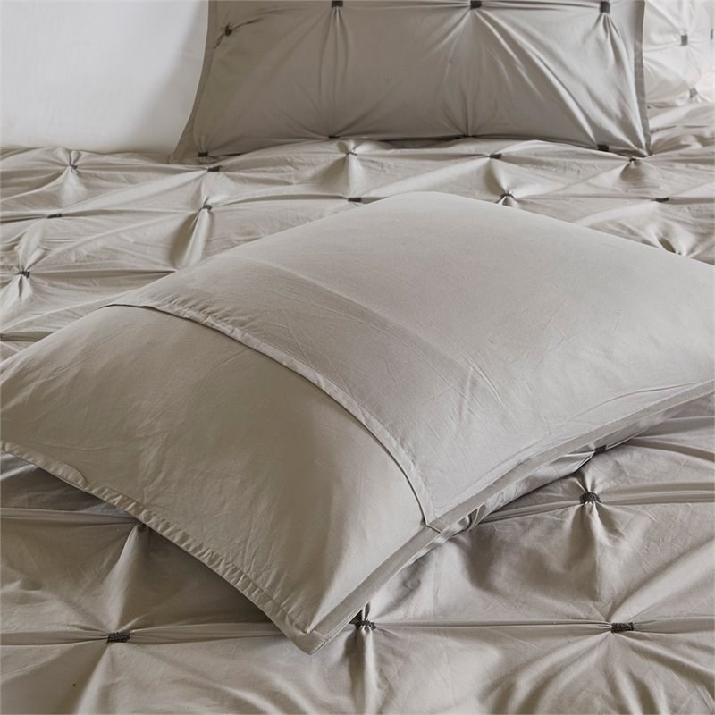 INK+IVY Masie 3-Piece Cotton Solid Embroidered Comforter Mini Set in Gray Finish