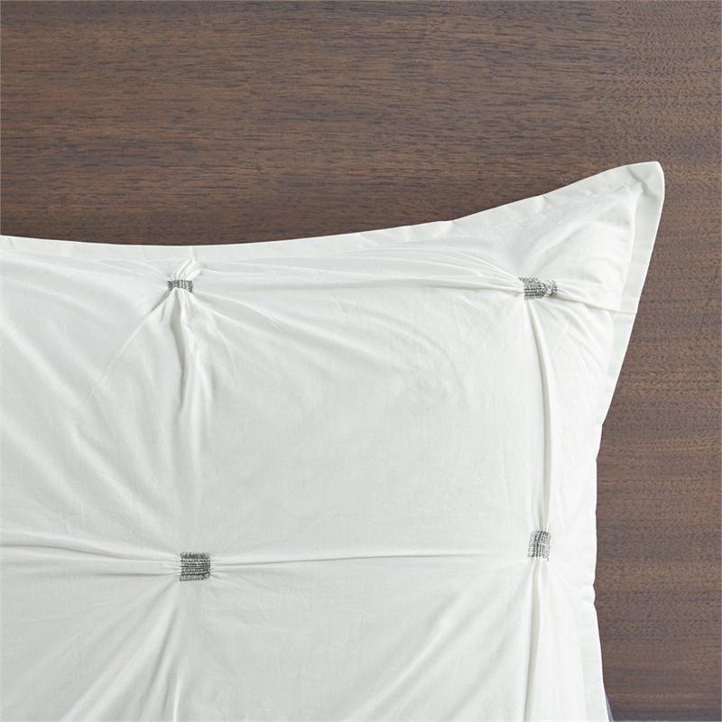 INK+IVY Masie Mid-Century Cotton Percale Comforter Set with Embroidery in White