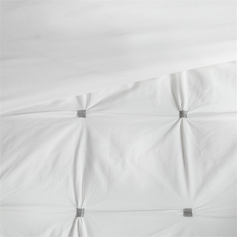 INK+IVY Masie Mid-Century Cotton Percale Comforter Set with Embroidery in White