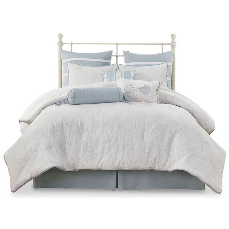 Harbor House Crystal Beach Cotton Quilted Comforter Set in White