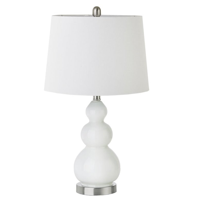510 Design Covey Glass and Metal Table Lamps in White and Silver (Set of 2)