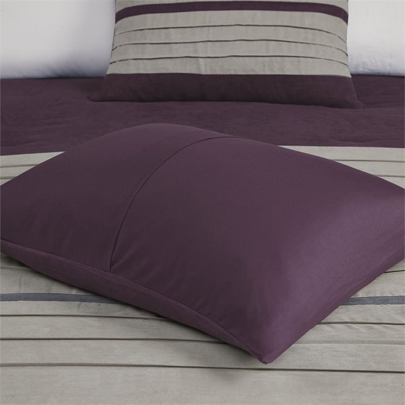 Madison Park Palmer 7-piece Polyester Faux Suede Comforter Set in Purple