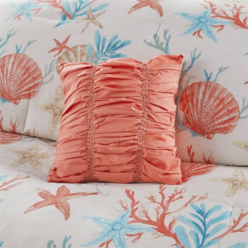 Madison Park Pebble Beach 7-piece Cotton Sateen Comforter Set in Coral Pink