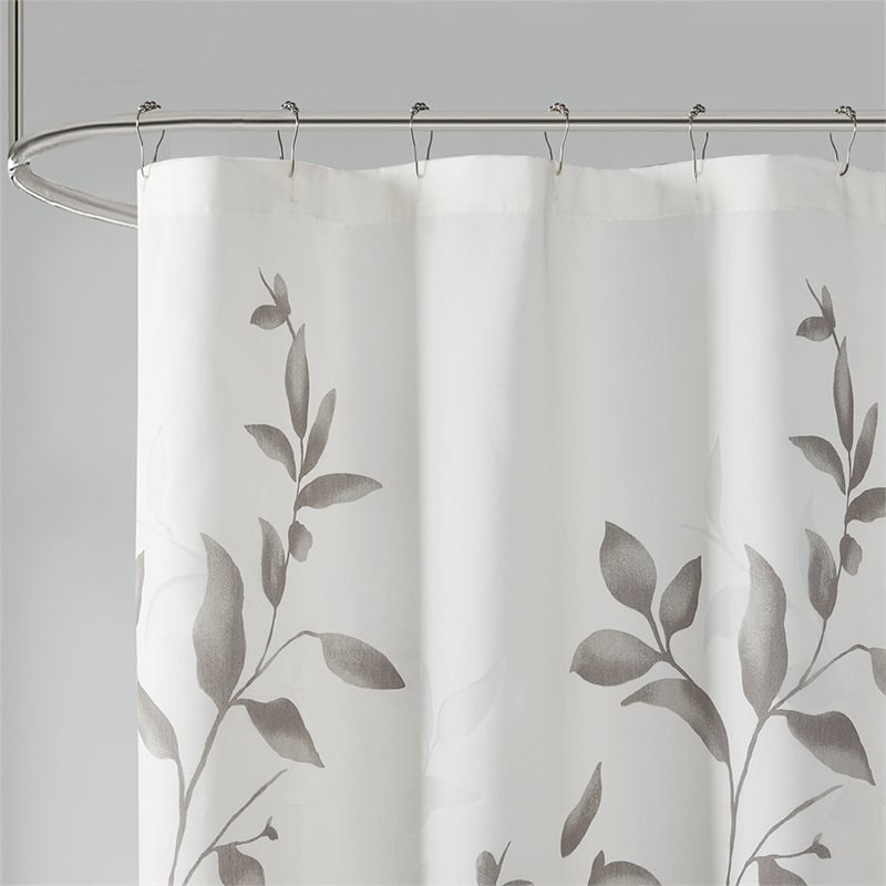 Madison Park Cecily Rayon Polyester Printed Burnout Shower Curtain in Gray Homesquare