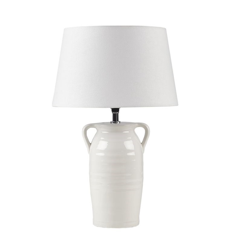 INK+IVY Everly Modern Ceramic and Fabric Table Lamp in White Finish