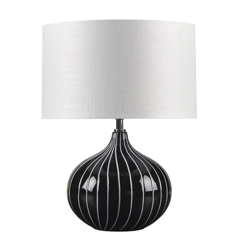 INK+IVY Arden Modern Ceramic and Fabric Table Lamp in Black/White