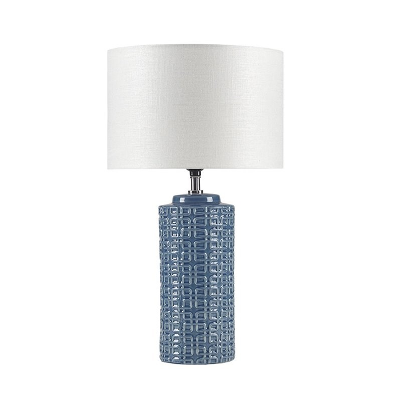 INK+IVY Jayda Modern Ceramic and Fabric Table Lamp in Navy and White