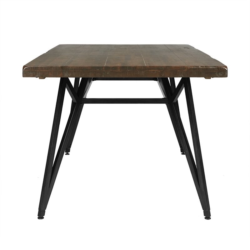 INK+IVY Trestle Solid Wood and Metal Dining Table in Reclaimed Brown