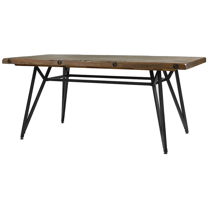 INK+IVY Trestle Solid Wood and Metal Dining Table in Reclaimed Brown
