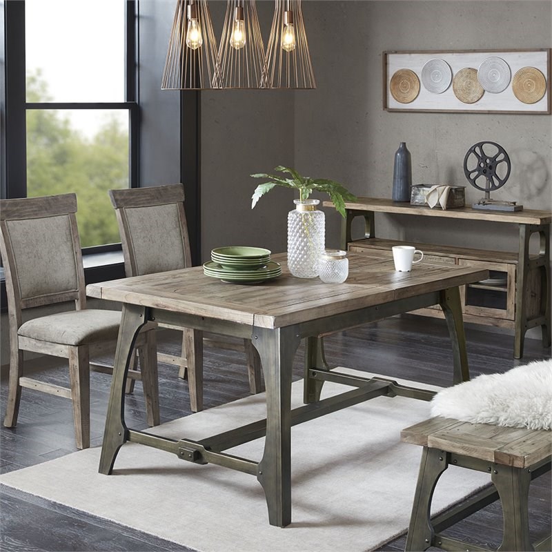 INK+IVY Oliver Rectangular Wood Extension Dining Table in Antique Bronze/Gray