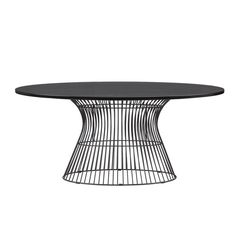INK+IVY Mercer Oval Mid-Century Wood and Metal Dining Table in Matte Black