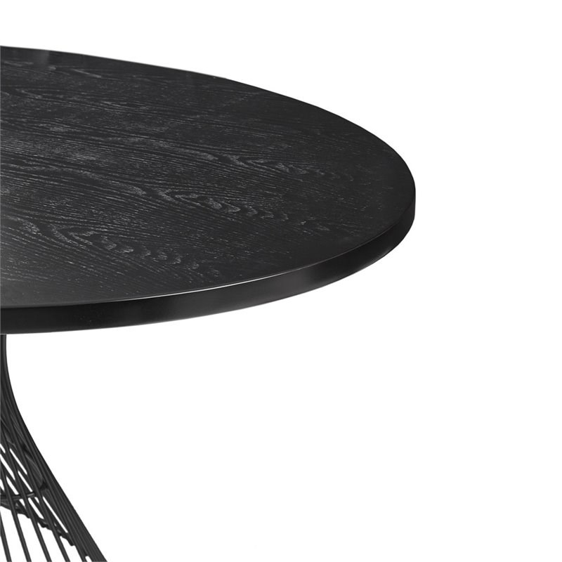 INK+IVY Mercer Oval Mid-Century Wood and Metal Dining Table in Matte Black