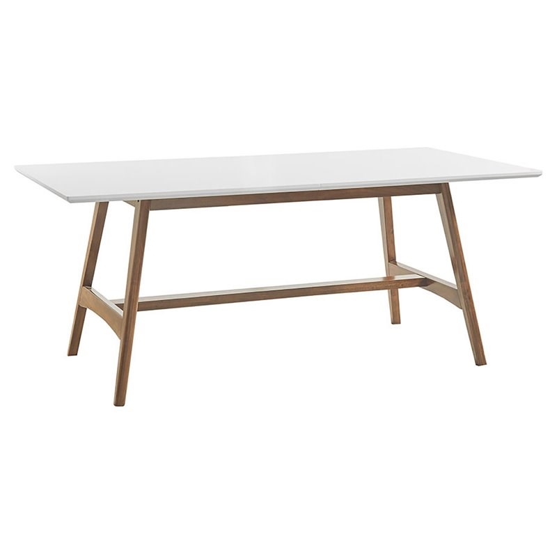 Madison Park Parker Solid Wood Veneer Dining Table in Off White/Pecan