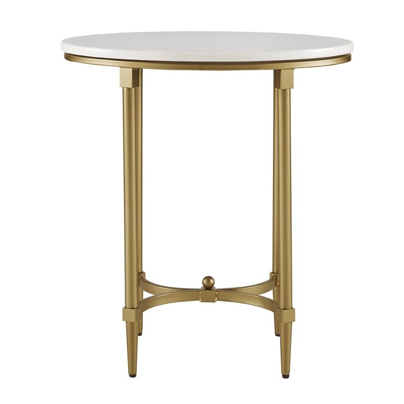 Madison Park Signature Bordeaux Metal and Marble End Table in White/Gold