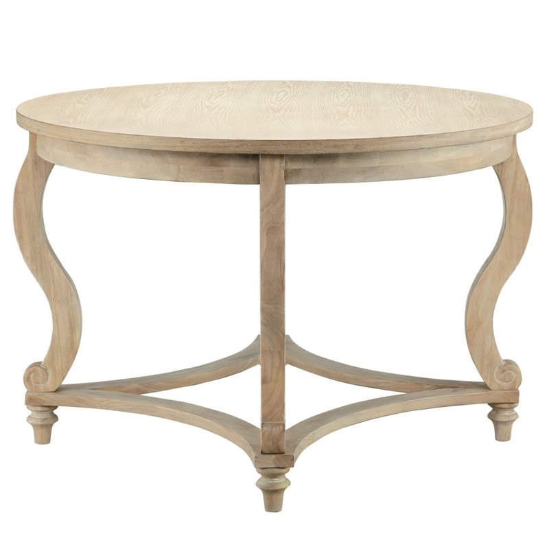 Martha Stewart Elmcrest Round Solid Wood Veneer Dining Table in Natural
