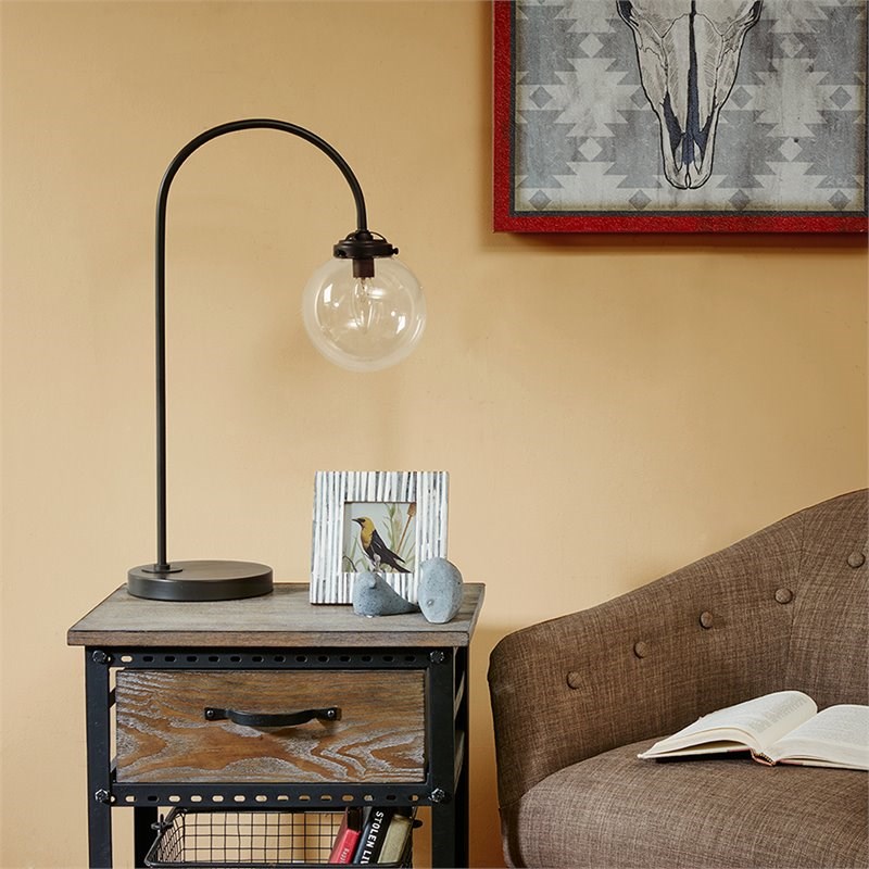 INK+IVY Contemporary Metal and Glass Table Lamp in Antique Bronze
