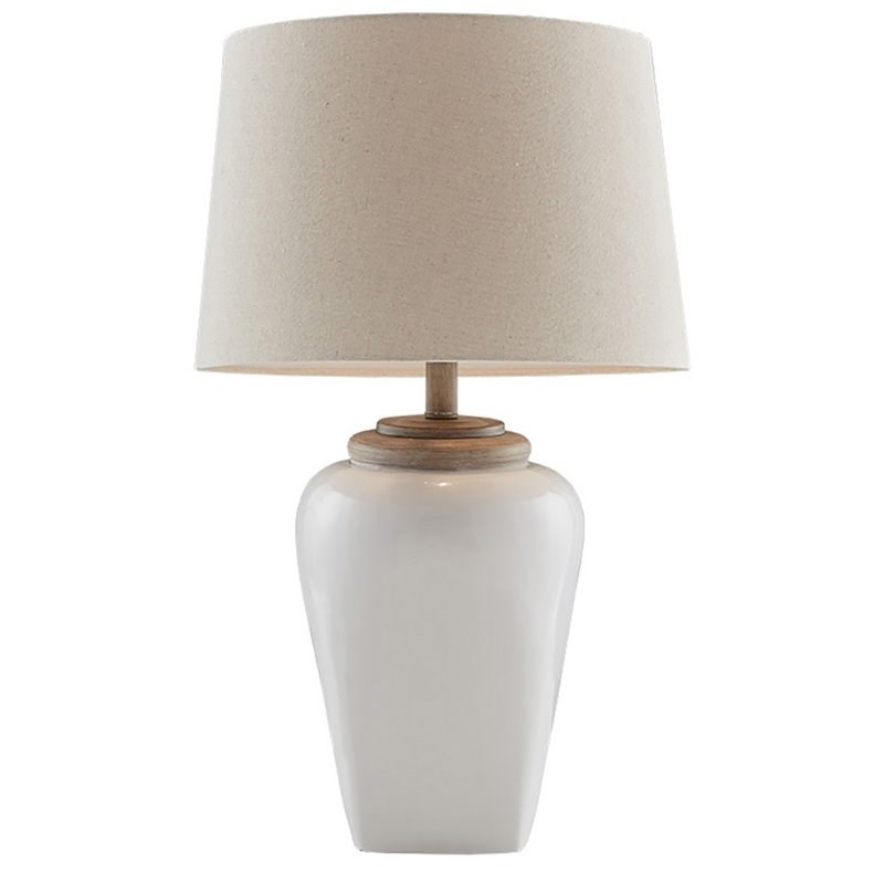 Martha Stewart Jemma Transitional Ceramic and Fabric Table Lamp in White