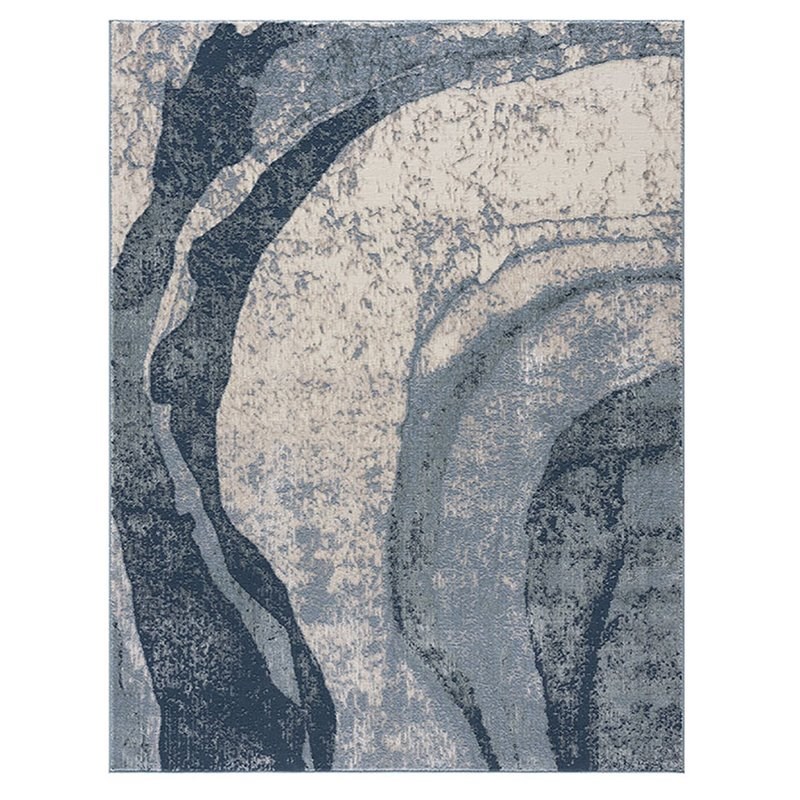 Madison Park Grace Polypropylene Fabric Abstract Wave Area Rug in Blue