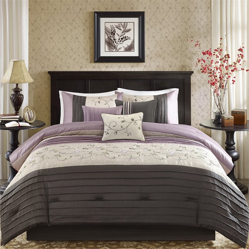 Madison Park Serene 7-Piece 100 Percent Polyester Polyoni Comforter Set - Purple
