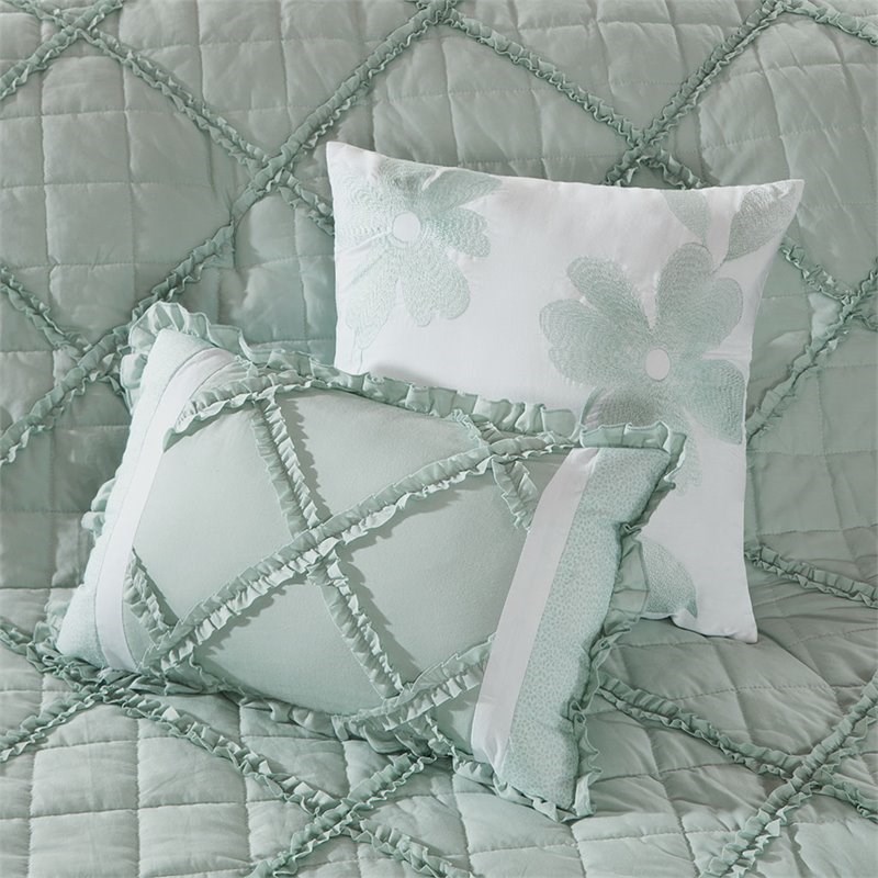 Madison Park Mindy 9-Piece 100 Percent Cotton Comforter Set in Green