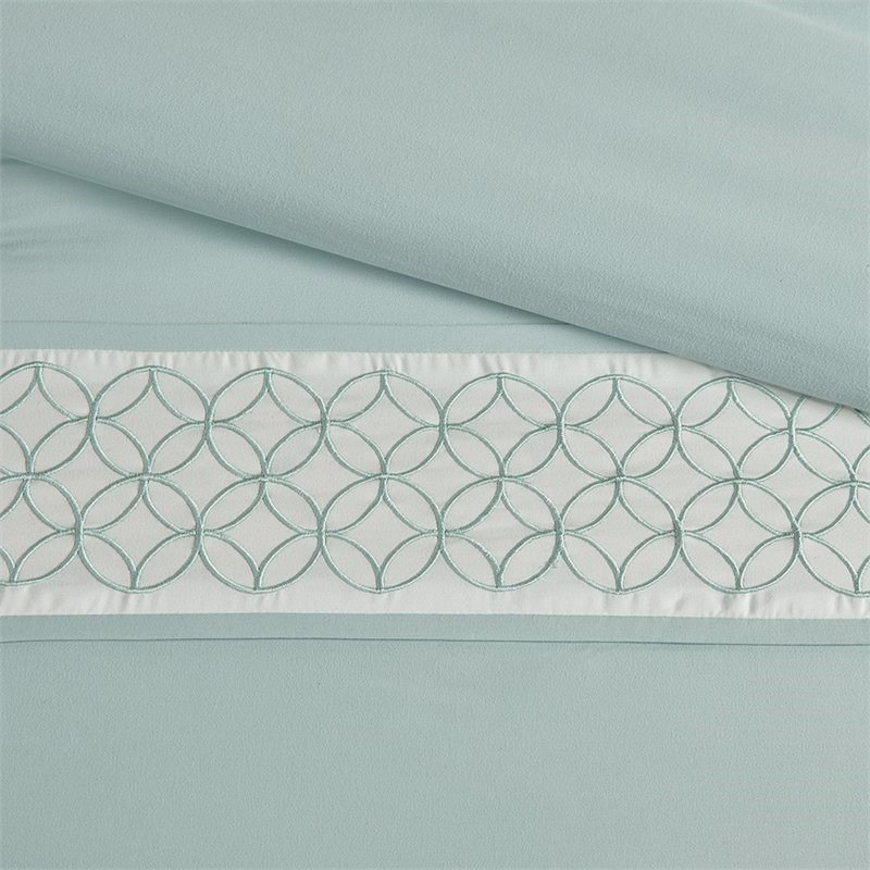 Madison Park Stratford 8-Piece Polyester Pieced Embroidered Comforter Set - Blue