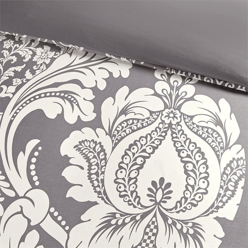 Madison Park Vienna 7-Piece 100 Percent Cotton Printed Comforter Set in Gray
