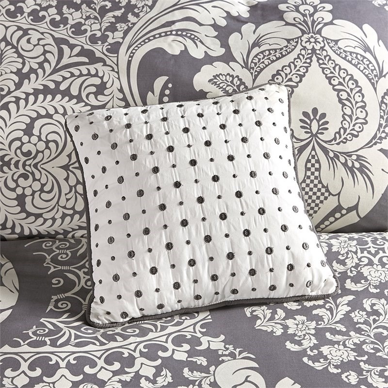 Madison Park Vienna 7-Piece 100 Percent Cotton Printed Comforter Set in Gray