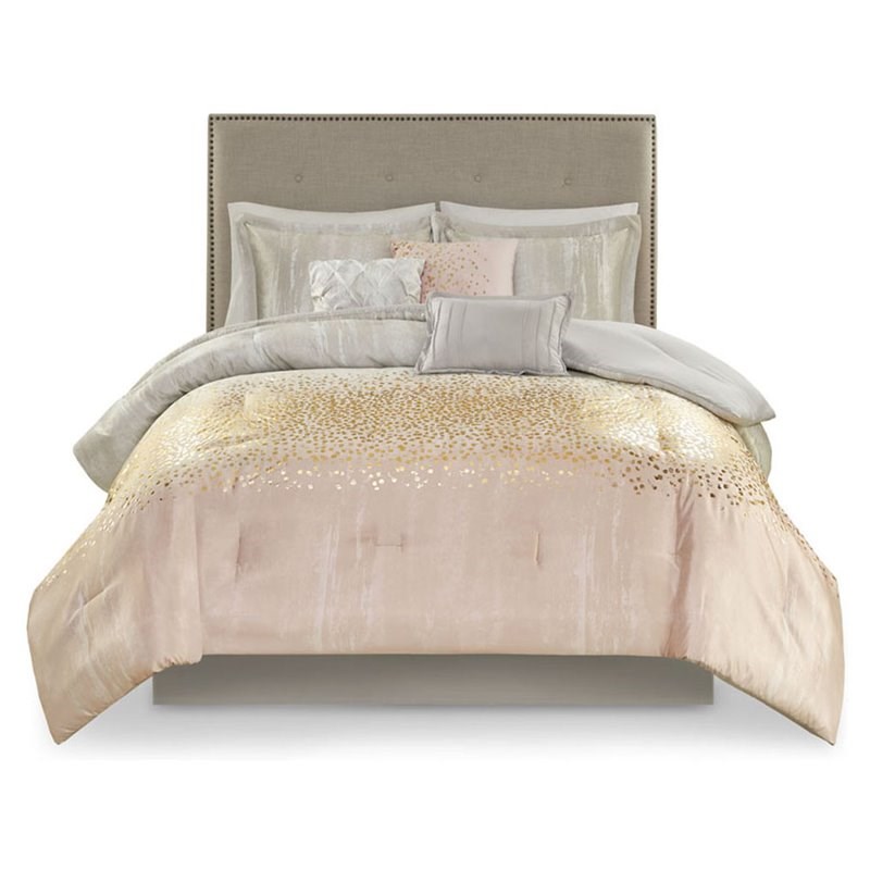 Madison Park Midnight 7-Piece 100 Percent Polyester Comforter Set in Pink