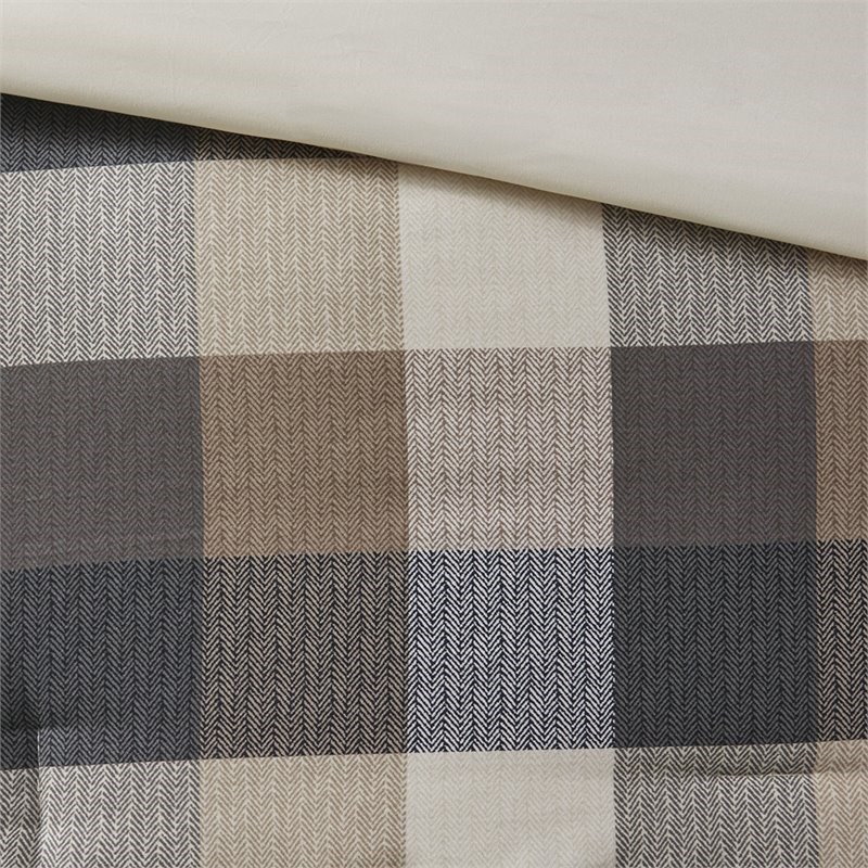 Madison Park Ridge 7-Piece Polyester Herringbone Printed Comforter Set in Brown
