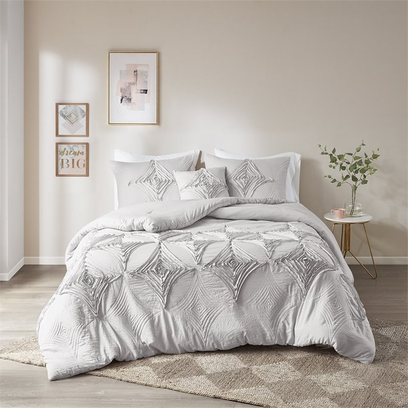 Madison Park Colette 100 Percent Polyester Comforter Set in Gray