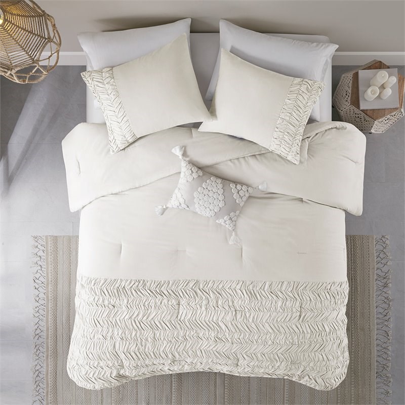 Madison Park Doreen 100 Percent Cotton Comforter Set in White
