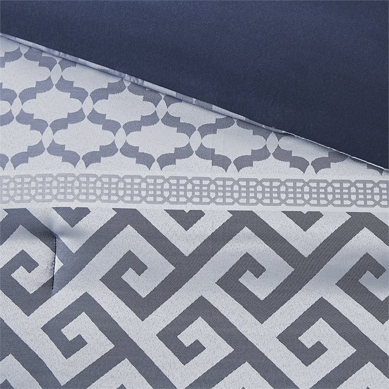 Madison Park Bennett 7-Piece Polyester Jacquard Comforter Set in Navy