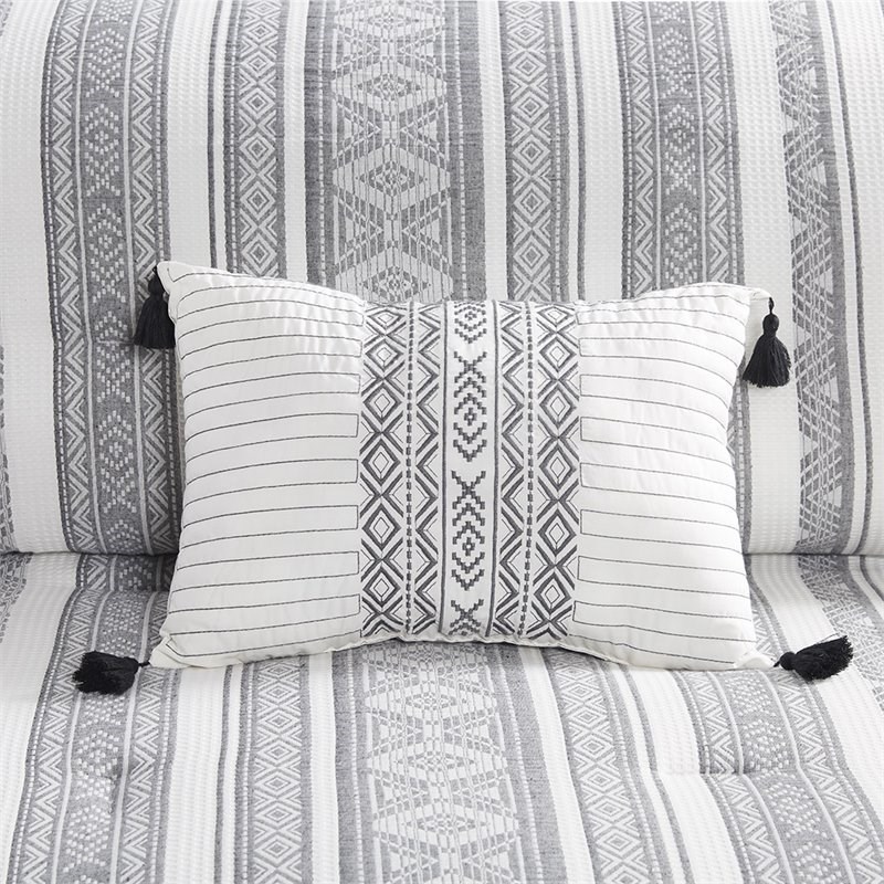 Madison Park Landry 100 Percent Cotton Comforter Set in Gray