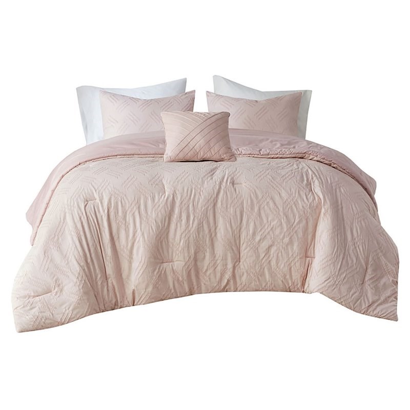 Madison Park Perth Cotton Spandex Comforter Set in Pink Finish