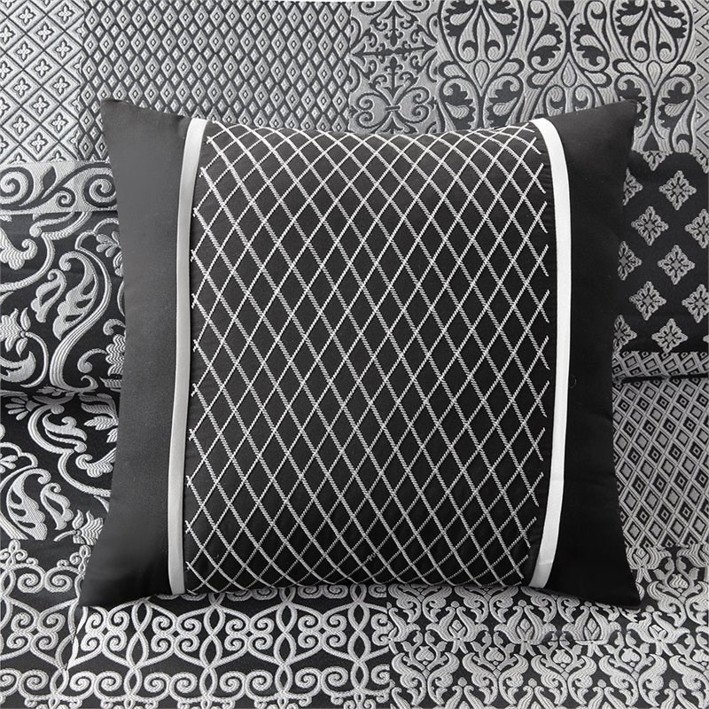 Madison Park Cassian 7-Piece Polyester Jacquard Comforter Set in Black