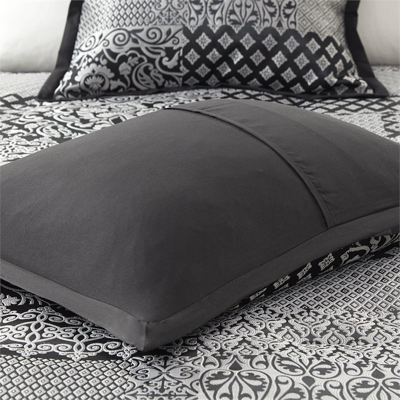 Madison Park Cassian 7-Piece Polyester Jacquard Comforter Set in Black