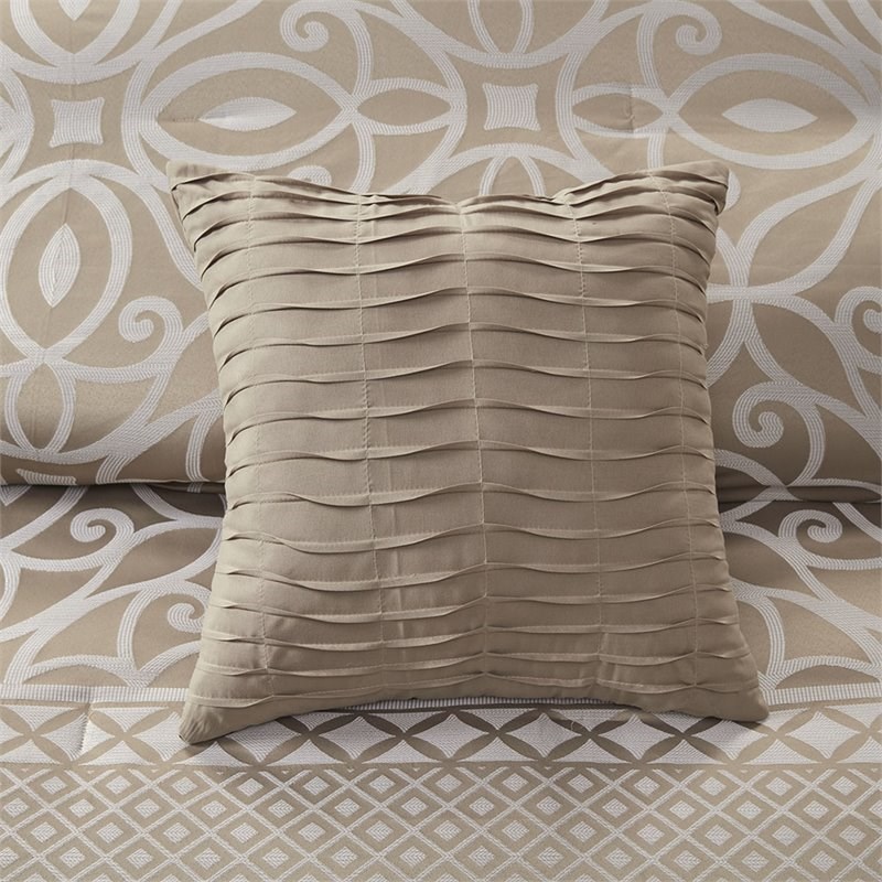 Madison Park Carina 7-Piece Polyester Jacquard Comforter Set in Beige