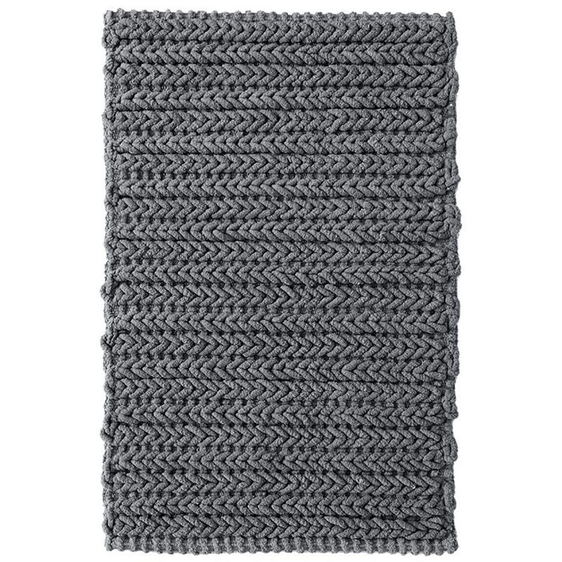 Madison Park Lasso Cotton Chenille Chain Stitch Rug in Charcoal