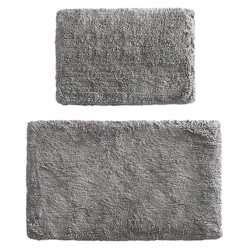Madison Park Signature Ritzy 2-Piece Cotton Solid Tufted Bath Rug Set in Gray