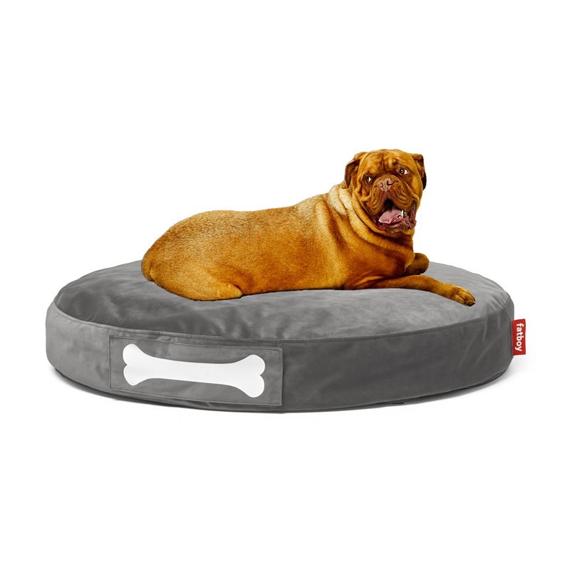 Fatboy Doggielounge Velvet Polyester Fabric Dog Bed in Taupe Gray