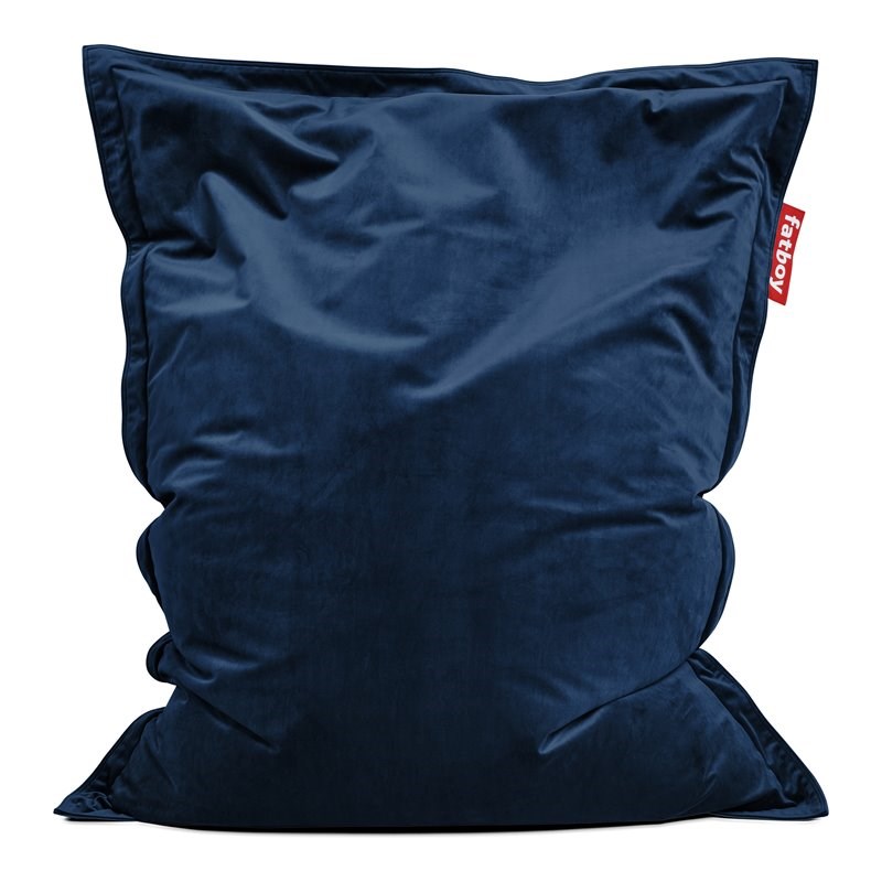 Fatboy Original Slim Velvet Modern Fabric Bean Bag in Dark Blue