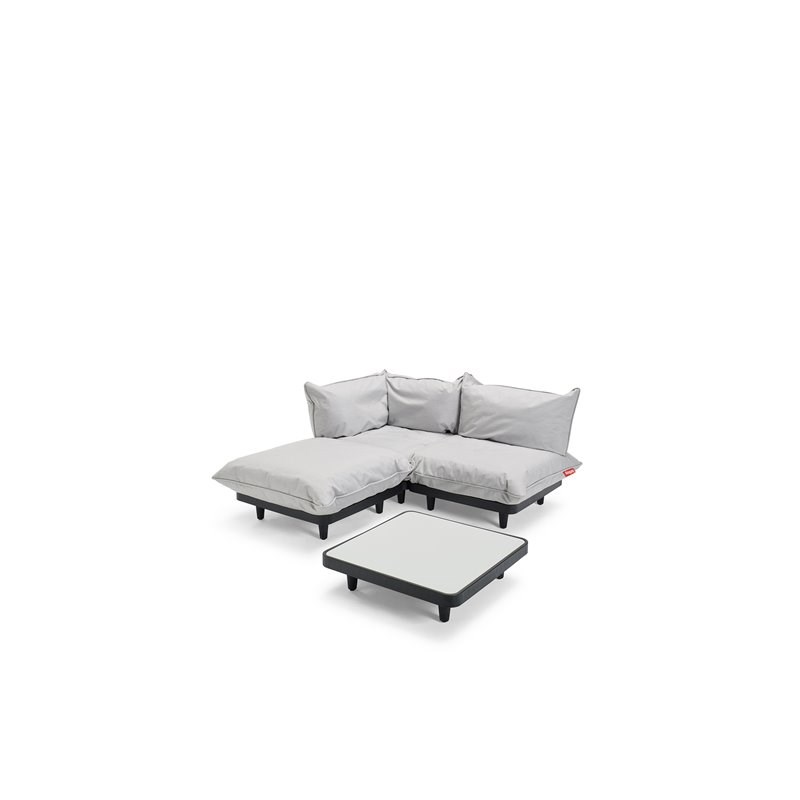 Fatboy Paletti Fabric Patio Corner Seat with Cushions in Silver Gray
