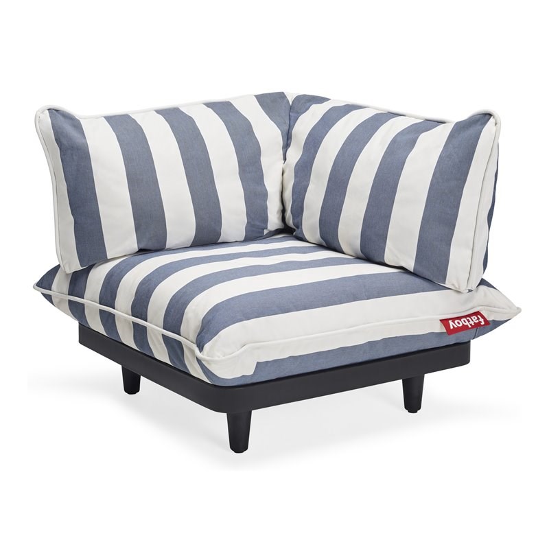 Fatboy Paletti Fabric Patio Corner Seat with Cushions in Stripe Ocean Blue
